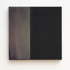 Untitled 171, 2024. Gouache, watercolor, and rust base on wood panel. 500 x 500 mm.